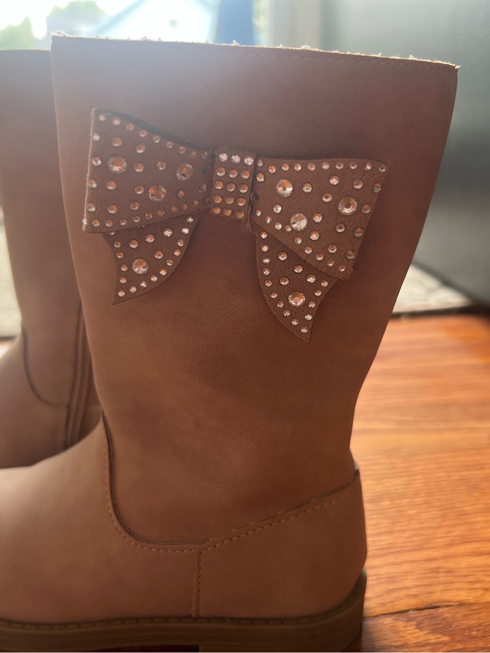 Jessica Simpson Girls' Brown Crystal Bow Mid-Calf Boots